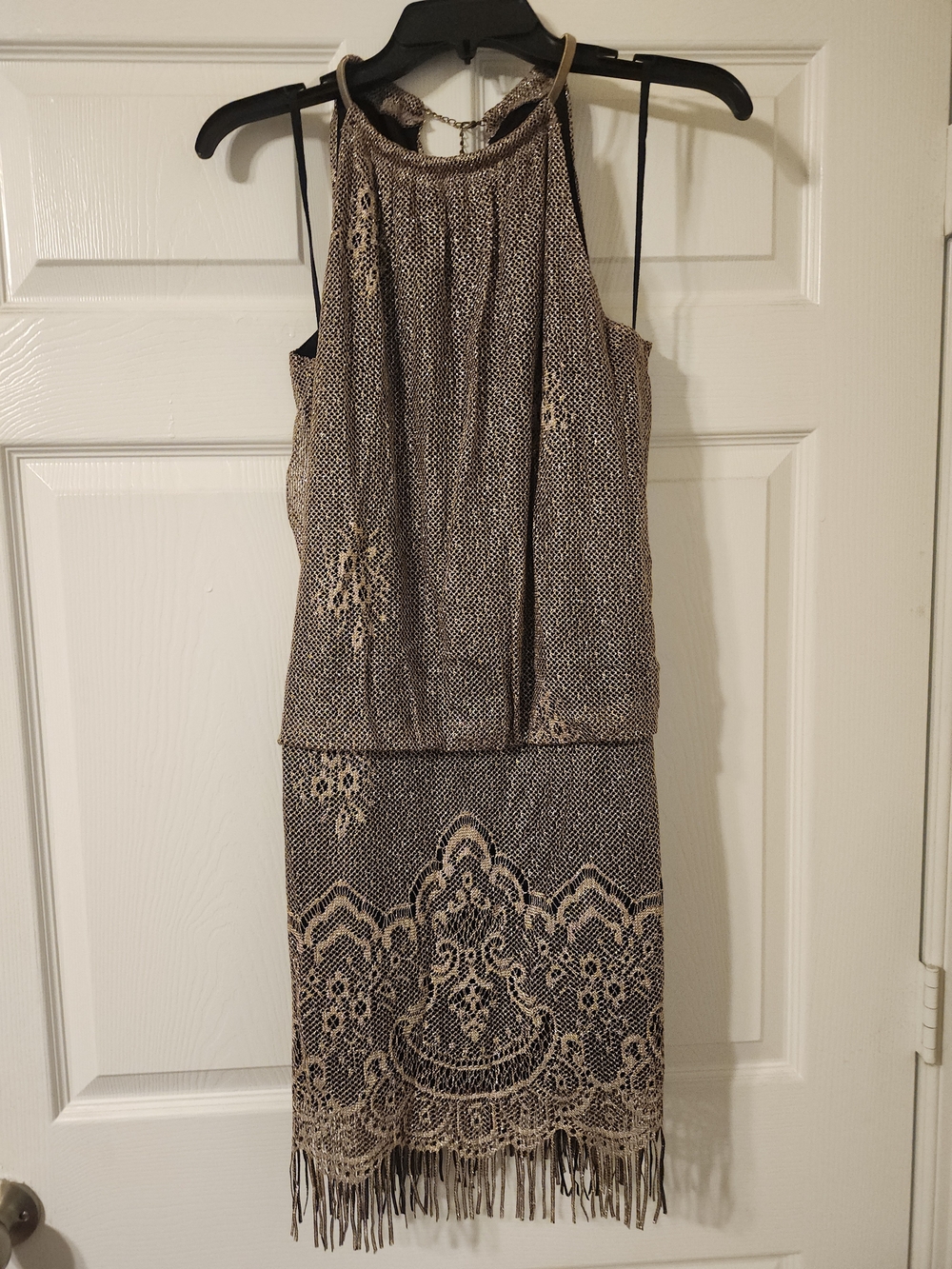 Gold Blouson Halter Dress